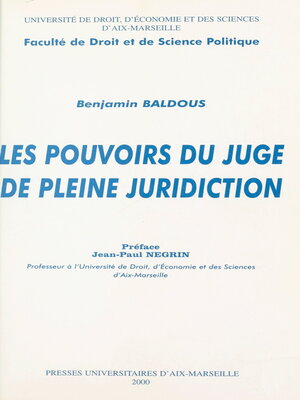cover image of Les Pouvoirs du juge de pleine juridiction